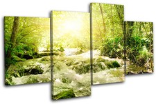 Forest Stream Landscapes MULTI CANVAS WALL ART Picture Print VA