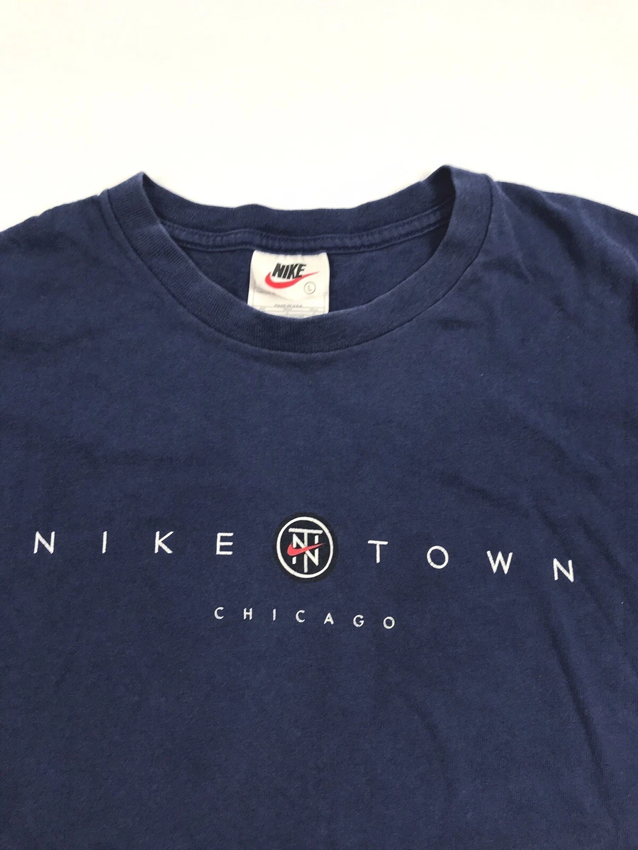 Vtg Nike Mens Large Nike Town Chicago Faded Navy T Shirt USA U1