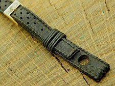 Vintage Watch Band Black Rubber with Gold Tone Buckle 10mm NOS Unused Ladies