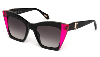 Damen Sonnenbrille Signiert Just Cavalli Schwarz Fuxia Cat Eye Quadratisch Katze