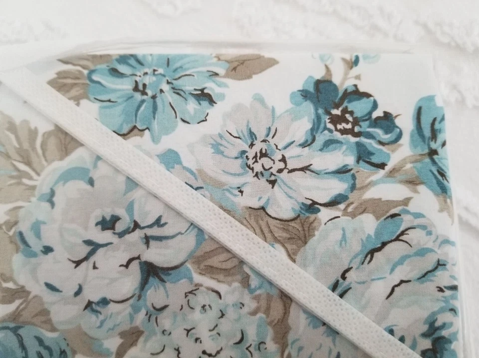 NUEVO CON ETIQUETAS/DIFÍCIL DE ENCONTRAR SIMPLE SHABBY CHIC ~ JUEGO DE EDREDÓN Y FARSA AQUA ROSE 100 % ALGODÓN TALLA DOBLE Foto 3 de 4