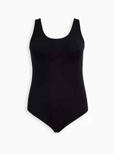 Torrid Foxy Double Scoop Neck Tank Bodysuit Black 5 5X 28 A99697