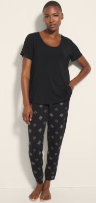 New Soma Women's Adult Cooling Pajamas Cool Nights XL Top Pants Black  Stars