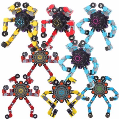 Fidget Robot, Deformable Fingertip Gyro, Kids DIY Deformable Robot#$