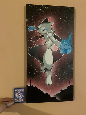 Original handbemalte Pokemon Mewtwo Canvas Graffiti (Größe siehe Bild)