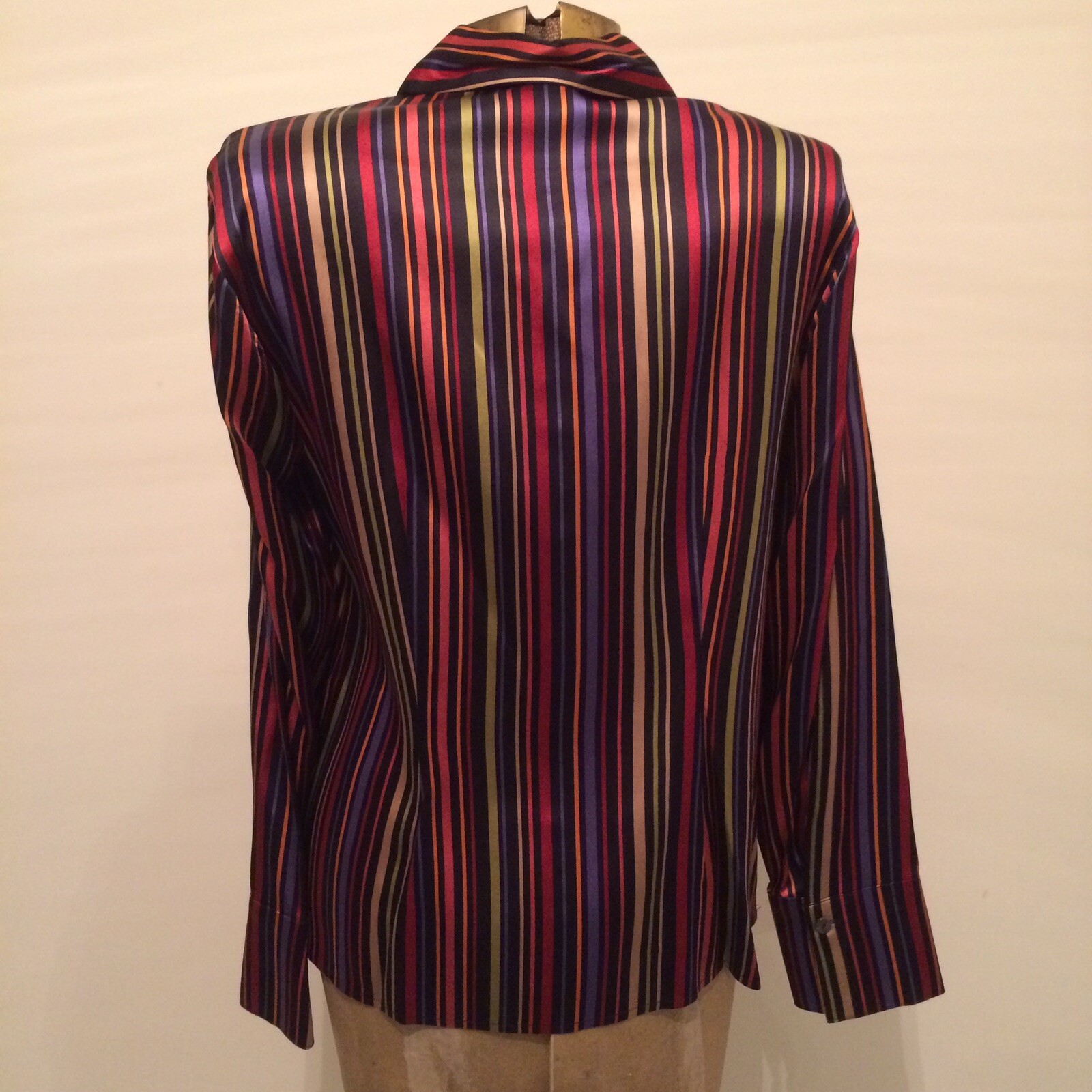 Rainbow stripe silk blouse Talbots 