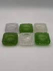 Vintage Glass Fenton Hobnail Spike Salt Cellars Green Clear Read