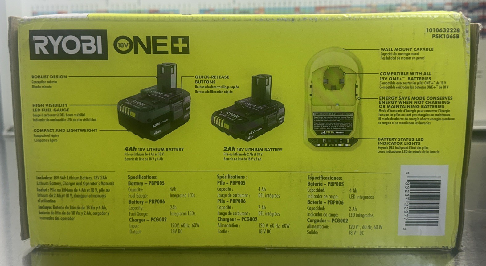 RYOBI ONE+ 18V Lithium-Ion Starter Kit with 4.0 Ah & 2.0 Ah Battery, and Charger