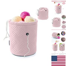 Chic Pink Yarn Bag with Drawstring Closure - Perfect for Travel & Crochet Kits
