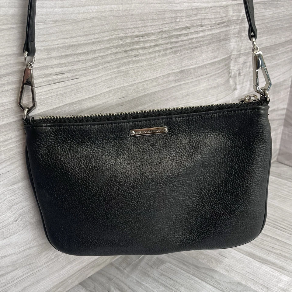 Rebecca Minkoff Pebbled Leather Crossbody Purse Convertible Goth Punk Mini Black - Image 3 of 4