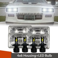 4pcs 4x6 Led Headlight Housing Hilo H4 For 1982 1983 1984-1992 Chevrolet Camaro