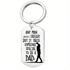 Father Special To Be A Dad Engraved Dog Tag Keychain Silver Tone Gift