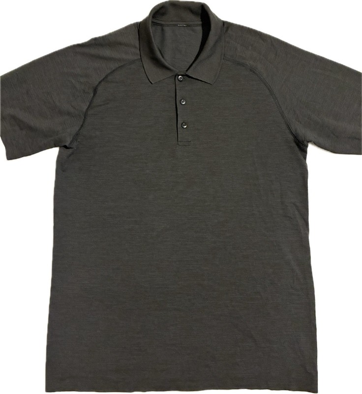 lululemon athletica Men's Gray Short Sleeve Collared Polo Shirt Solid Logo L