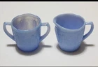 Blue Delphite Jeannette Glass Cherry Blossom Creamer/sugar Depression Glass