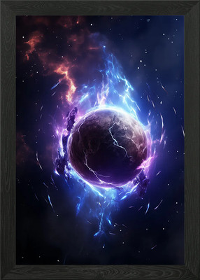 Epischer violettblauer Asteroid gerahmtes Wandbild Poster Leinwanddruck Bild