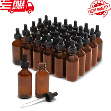 12/30-Pack 2 Oz Amber Glass Eye Dropper Bottles 3 or 6 Funnel for Essential Oils
