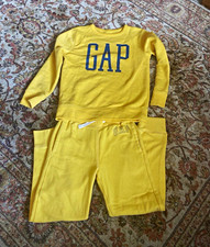 GAP Kids Girls Yellow Logo Fleece Sweatshirt  Pants 2pc Set L Fall/Winter