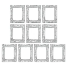10 Pcs Mini Vintage Frames, 1.5 x 1.2" Resin Tiny Picture Frames, Silver