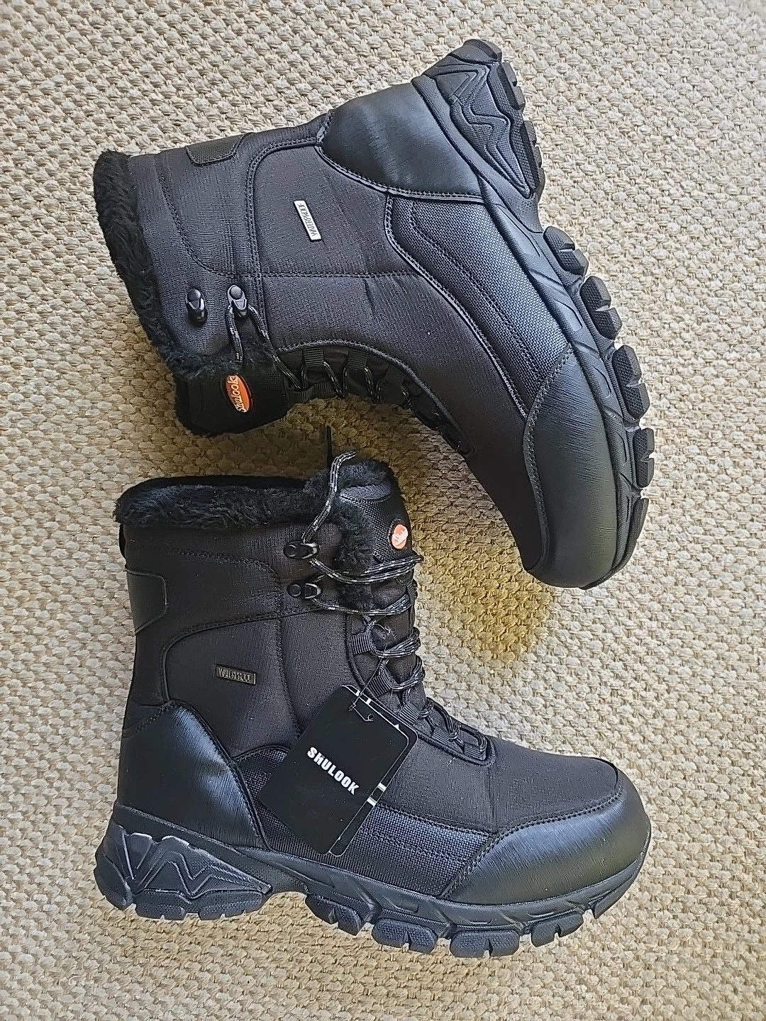Men's Snow Boots Waterproof Fur Lined Winter Hiking Boot Non-slip Outdoor Sz 14