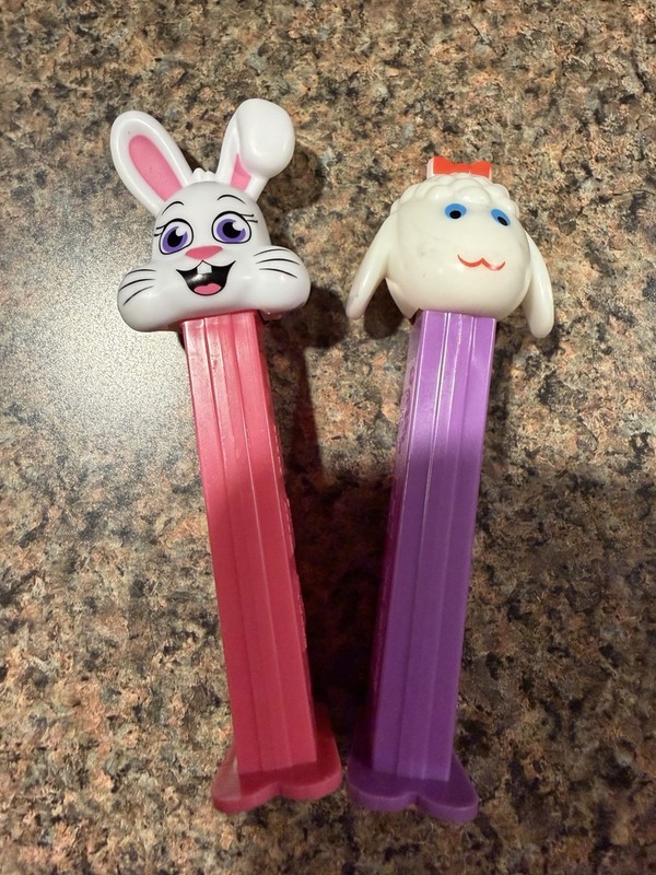Vintage Pez Dispenser Lots Of 2 - Easter bunny & Lamb Chop. (Lanb & Rabbit) WOW!