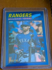 🤠 2026 Topps Heritage Chrome Brandon Nimmo Texas Rangers Color Match 🔵#105/150
