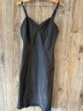Barbizon Tafredda Vintage Black Full Slip Nightgown Whimsigoth Grunge Dress 12