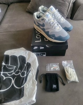 Nike Men's Air Max 1 Patta Waves Noise Aqua Blue w Bracelet 2021 US 10