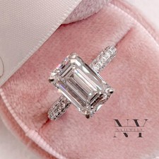 Moissanite Solitaire Engagement Ring 3.50 Carat Radiant Cut Solid 14K White Gold