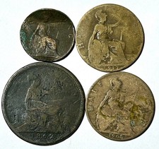 (1862-1917) Old UK British Copper Farthing/Half/Penny Foreign Coin Lot