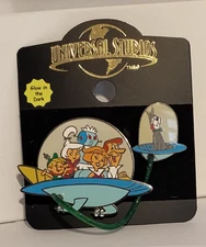 THE JETSONS SPACE CAR AND ASTRO 2 PIECE GLOW IN THE DARK PIN SET UNIVERSAL 
