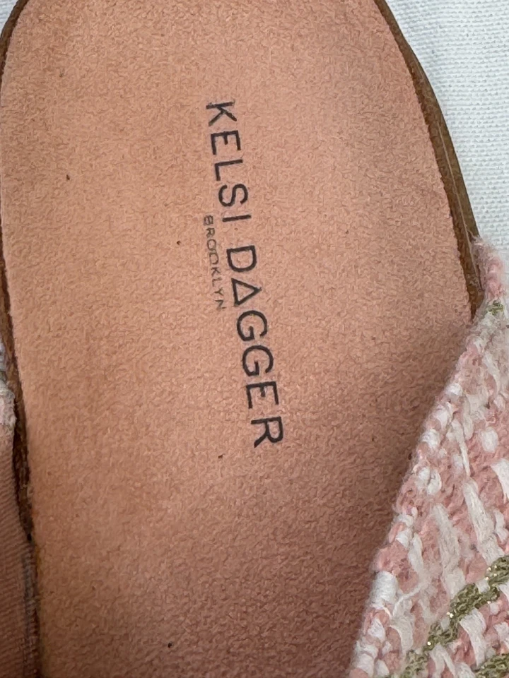 Kelsi Dagger Nuevos Zapatos Mujer Sandalias Talla 12 EE. UU. Rosa Rubor Tweed Cuero Foto 3 de 4
