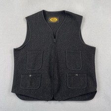Vintage Woolrich Vest Mens Medium Black Wool 1/2 Zip Waistcoat Pockets 1970s