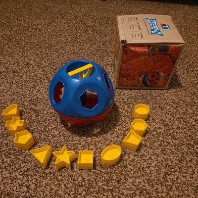 Vintage 60s Tupperware Shape-O Toy Rattle Shape Sorter Ball Box 1968 Babies Todd