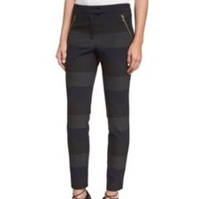 VERONICA BEARD Stellan Striped Skinny Ankle Trouser Pant Zippers Navy Gray Sz 4
