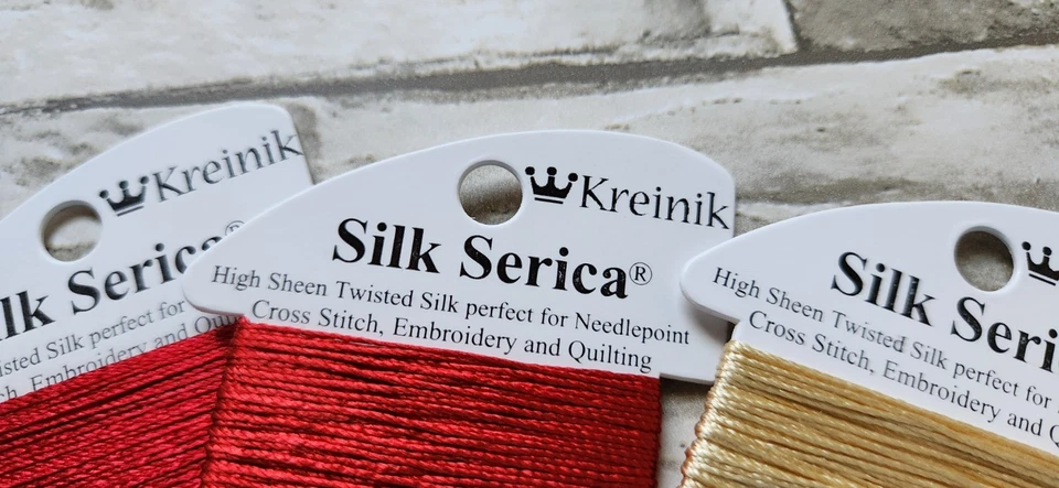 Kreinik Silk Serica You CHOOSE Your Colors 100% Pure Filament Silk 10 Yd Cards - Image 2 of 3