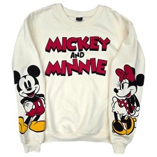 Disney Womens Tan Mickey  Minnie Mouse Sweatshirt Sweat Shirt Small 3-5