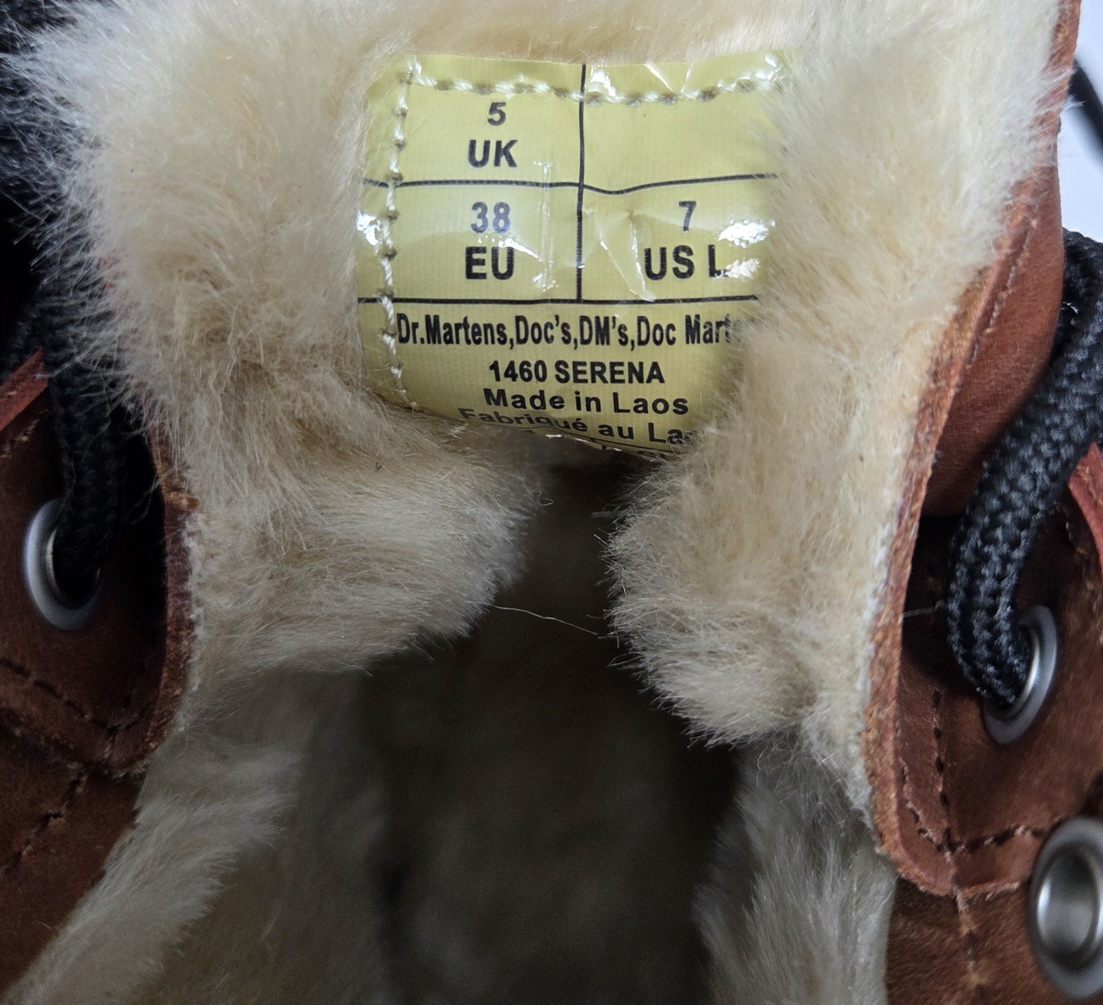 Dr Martens 1460 Serena Faux-Fur Lined Women's 7 Brown Leather Boot image 6