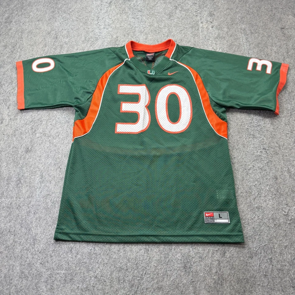 Camiseta de fútbol americano Miami Hurricanes Nike jóvenes niños L verde naranja malla #30 Foto 2 de 4