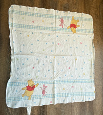 Vintage Winnie the Pooh and Piglet Cotton Flannel Receiving Blanket