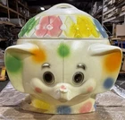 Vintage Edward Mobley Circus Elephant Blow Mold Toy Box Chest Polka Dot Plastic