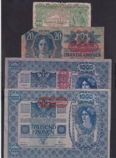 Austria 4 Banknotes 1902-1922 see scans for condition #93