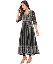 Women's Georgette Regular Fit Anarkali Chikankari Embroidered Eid Special Kurta