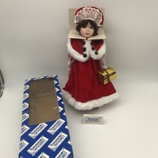 Vintage Tomorrows Treasures Porcelain Doll in Christmas Outfit 40cm high Boxed