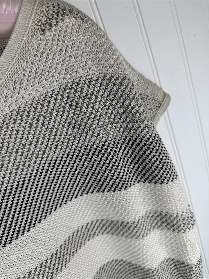 NWD Lafayette 148 Womens Cap Sleeve Woven Stripe Lustrous Tunic Top  1X - Image 4 of 4