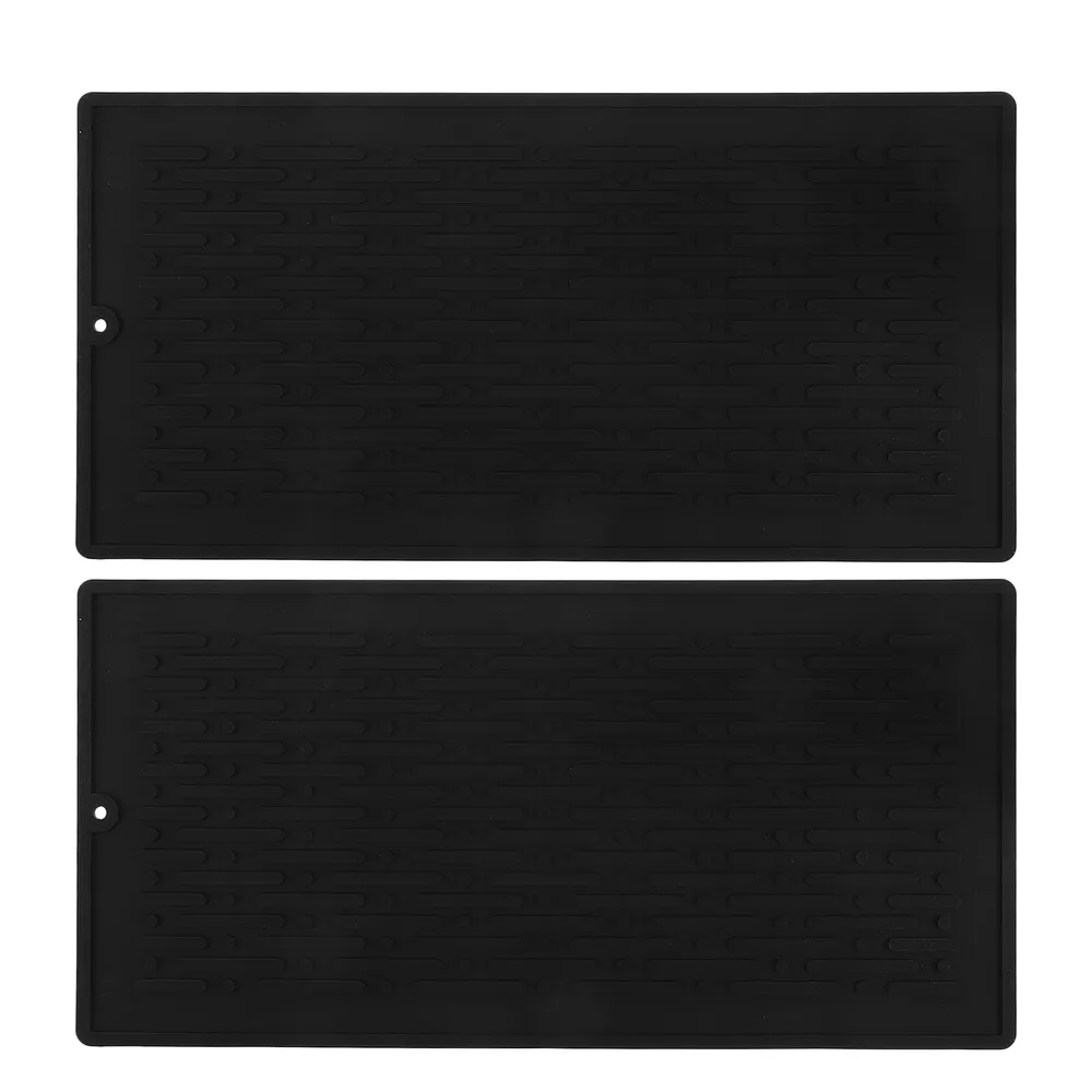 2 Pcs Rubber Dish Drainer Mat Countertop Silicone Drying Mat