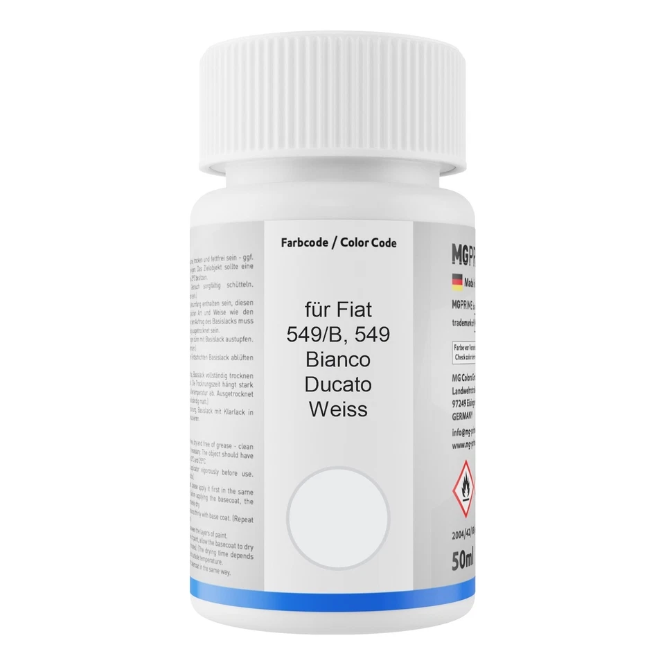 Autolack Lackstift Set für Fiat 549 B 549 Bianco Ducato Weiss Basis Klarlack - Bild 2 von 4