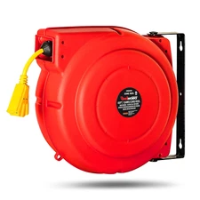 Extension Cord Reel Retractable 12AWG X 65' Foot 3C/SJT Heavy Duty Commercial Ca