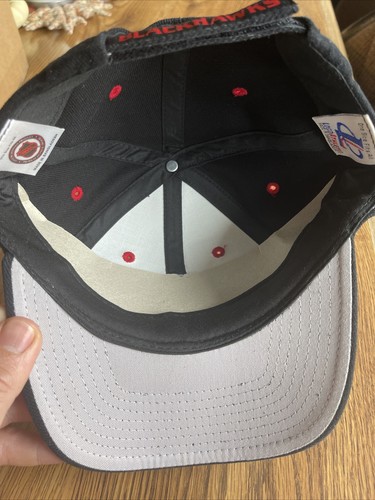 Vintage 90s Chicago Blackhawks Logo Athletic Puffy Adjustable Hat Cap NHL Mint - Picture 5 of 7