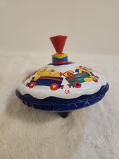 Vintage 1970s TIN SPINNING TOP TOY - Bears