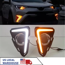 For Toyota RAV4 2016 2017 2018 Pair LED Fog Light Front Bumper DRL W/Turn Signal